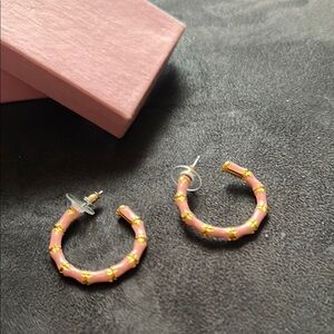 J. Crew Pink and Gold Hoop Earrings